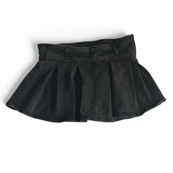 J for Justify Dresses & Skirts - Black Pleated Jean Mini Skirt